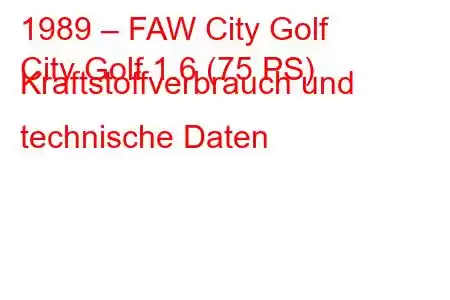 1989 – FAW City Golf
City Golf 1.6 (75 PS) Kraftstoffverbrauch und technische Daten