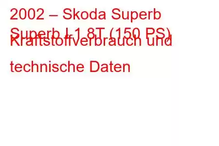 2002 – Skoda Superb
Superb I 1.8T (150 PS) Kraftstoffverbrauch und technische Daten