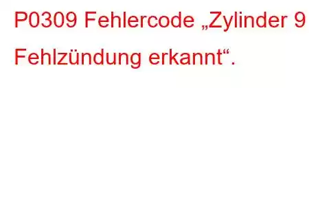 P0309 Fehlercode „Zylinder 9 Fehlzündung erkannt“.