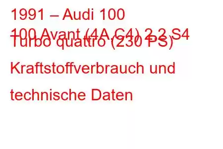 1991 – Audi 100
100 Avant (4A,C4) 2.2 S4 Turbo quattro (230 PS) Kraftstoffverbrauch und technische Daten