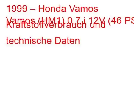 1999 – Honda Vamos
Vamos (HM1) 0,7 i 12V (46 PS) Kraftstoffverbrauch und technische Daten