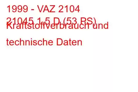 1999 - VAZ 2104
21045 1,5 D (53 PS) Kraftstoffverbrauch und technische Daten