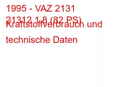 1995 - VAZ 2131
21312 1,8 (82 PS) Kraftstoffverbrauch und technische Daten