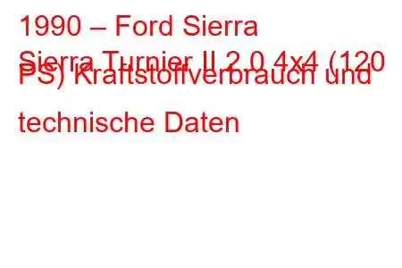 1990 – Ford Sierra
Sierra Turnier II 2.0 4x4 (120 PS) Kraftstoffverbrauch und technische Daten