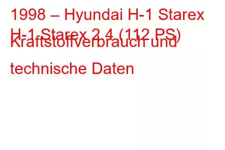 1998 – Hyundai H-1 Starex
H-1 Starex 2.4 (112 PS) Kraftstoffverbrauch und technische Daten