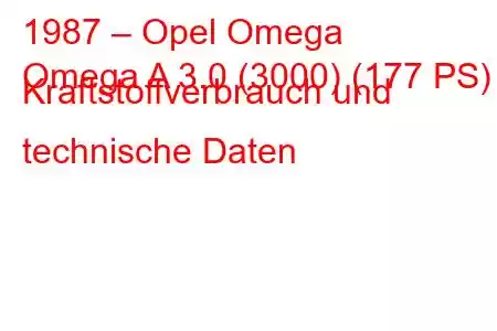 1987 – Opel Omega
Omega A 3.0 (3000) (177 PS) Kraftstoffverbrauch und technische Daten