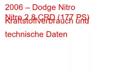 2006 – Dodge Nitro
Nitro 2.8 CRD (177 PS) Kraftstoffverbrauch und technische Daten