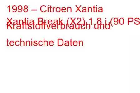 1998 – Citroen Xantia
Xantia Break (X2) 1.8 i (90 PS) Kraftstoffverbrauch und technische Daten