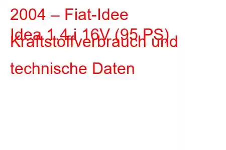 2004 – Fiat-Idee
Idea 1.4 i 16V (95 PS) Kraftstoffverbrauch und technische Daten