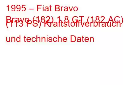 1995 – Fiat Bravo
Bravo (182) 1.8 GT (182.AC) (113 PS) Kraftstoffverbrauch und technische Daten