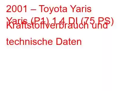 2001 – Toyota Yaris
Yaris (P1) 1.4 DI (75 PS) Kraftstoffverbrauch und technische Daten