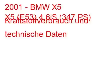 2001 - BMW X5
X5 (E53) 4.6iS (347 PS) Kraftstoffverbrauch und technische Daten