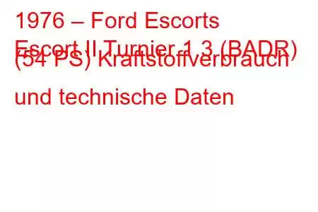 1976 – Ford Escorts
Escort II Turnier 1.3 (BADR) (54 PS) Kraftstoffverbrauch und technische Daten