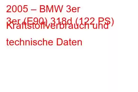 2005 – BMW 3er
3er (E90) 318d (122 PS) Kraftstoffverbrauch und technische Daten