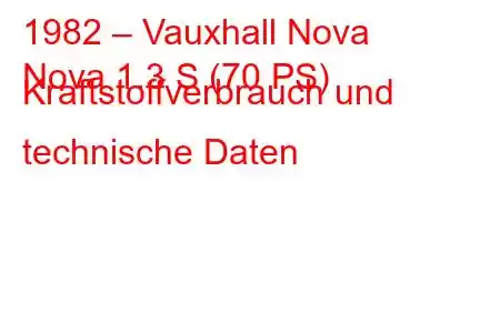 1982 – Vauxhall Nova
Nova 1.3 S (70 PS) Kraftstoffverbrauch und technische Daten