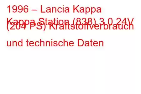 1996 – Lancia Kappa
Kappa Station (838) 3.0 24V (204 PS) Kraftstoffverbrauch und technische Daten