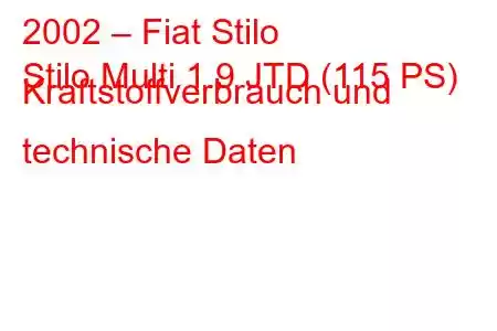 2002 – Fiat Stilo
Stilo Multi 1.9 JTD (115 PS) Kraftstoffverbrauch und technische Daten