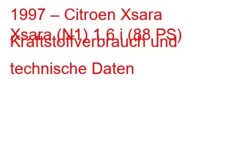 1997 – Citroen Xsara
Xsara (N1) 1.6 i (88 PS) Kraftstoffverbrauch und technische Daten