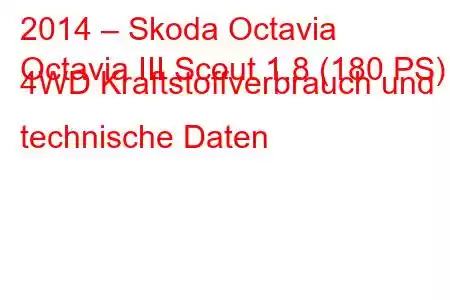 2014 – Skoda Octavia
Octavia III Scout 1.8 (180 PS) 4WD Kraftstoffverbrauch und technische Daten