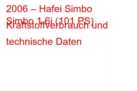 2006 – Hafei Simbo
Simbo 1.6i (101 PS) Kraftstoffverbrauch und technische Daten