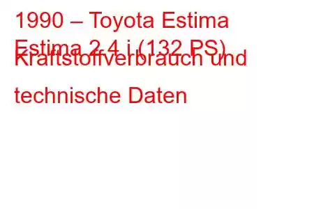 1990 – Toyota Estima
Estima 2.4 i (132 PS) Kraftstoffverbrauch und technische Daten