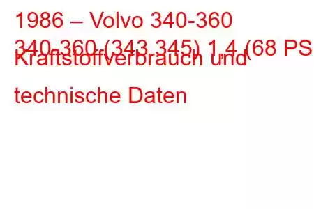 1986 – Volvo 340-360
340-360 (343.345) 1,4 (68 PS) Kraftstoffverbrauch und technische Daten