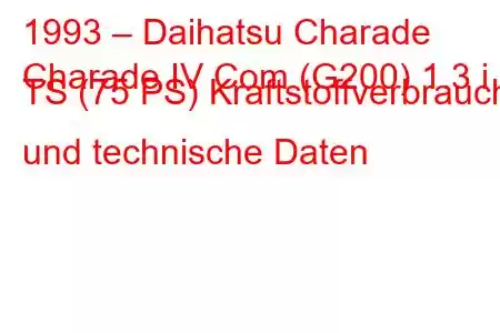 1993 – Daihatsu Charade
Charade IV Com (G200) 1.3 i TS (75 PS) Kraftstoffverbrauch und technische Daten