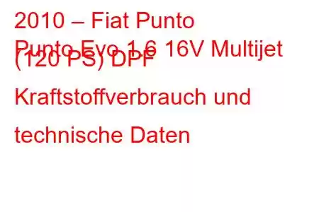 2010 – Fiat Punto
Punto Evo 1.6 16V Multijet (120 PS) DPF Kraftstoffverbrauch und technische Daten