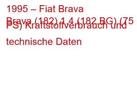 1995 – Fiat Brava
Brava (182) 1.4 (182.BG) (75 PS) Kraftstoffverbrauch und technische Daten