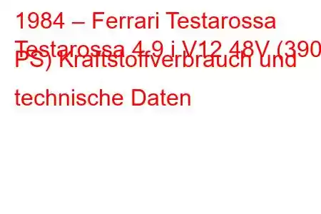 1984 – Ferrari Testarossa
Testarossa 4.9 i V12 48V (390 PS) Kraftstoffverbrauch und technische Daten