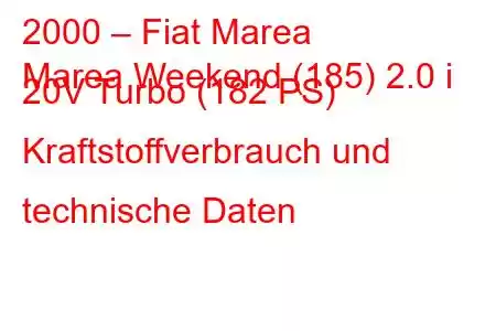 2000 – Fiat Marea
Marea Weekend (185) 2.0 i 20V Turbo (182 PS) Kraftstoffverbrauch und technische Daten