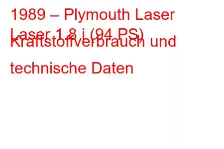 1989 – Plymouth Laser
Laser 1.8 i (94 PS) Kraftstoffverbrauch und technische Daten