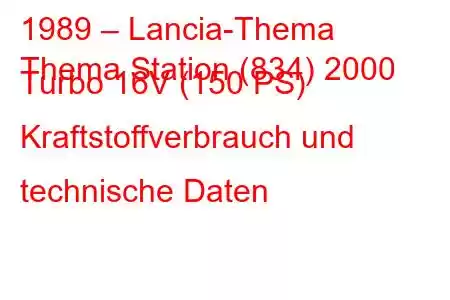 1989 – Lancia-Thema
Thema Station (834) 2000 Turbo 16V (150 PS) Kraftstoffverbrauch und technische Daten