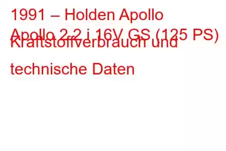 1991 – Holden Apollo
Apollo 2.2 i 16V GS (125 PS) Kraftstoffverbrauch und technische Daten