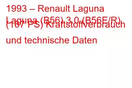 1993 – Renault Laguna
Laguna (B56) 3.0 (B56E/R) (167 PS) Kraftstoffverbrauch und technische Daten