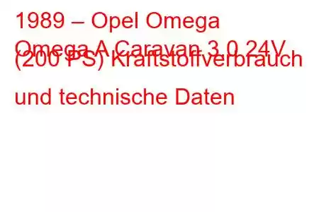 1989 – Opel Omega
Omega A Caravan 3.0 24V (200 PS) Kraftstoffverbrauch und technische Daten