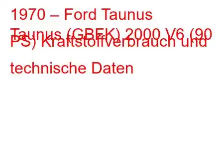 1970 – Ford Taunus
Taunus (GBFK) 2000 V6 (90 PS) Kraftstoffverbrauch und technische Daten