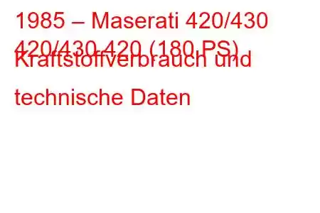 1985 – Maserati 420/430
420/430 420 (180 PS) Kraftstoffverbrauch und technische Daten