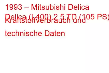 1993 – Mitsubishi Delica
Delica (L400) 2.5 TD (105 PS) Kraftstoffverbrauch und technische Daten