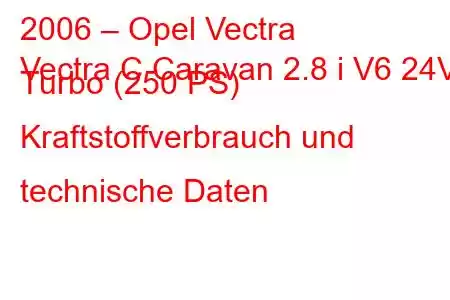 2006 – Opel Vectra
Vectra C Caravan 2.8 i V6 24V Turbo (250 PS) Kraftstoffverbrauch und technische Daten