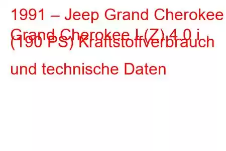 1991 – Jeep Grand Cherokee
Grand Cherokee I (Z) 4.0 i (190 PS) Kraftstoffverbrauch und technische Daten