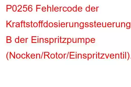 P0256 Fehlercode der Kraftstoffdosierungssteuerung B der Einspritzpumpe (Nocken/Rotor/Einspritzventil).