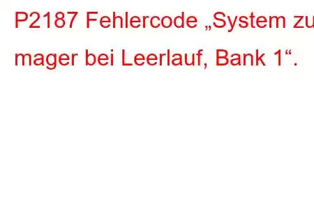 P2187 Fehlercode „System zu mager bei Leerlauf, Bank 1“.