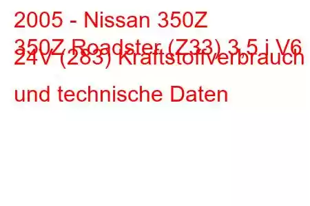 2005 - Nissan 350Z
350Z Roadster (Z33) 3,5 i V6 24V (283) Kraftstoffverbrauch und technische Daten