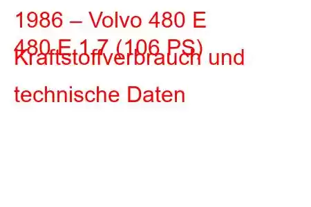 1986 – Volvo 480 E
480 E 1,7 (106 PS) Kraftstoffverbrauch und technische Daten