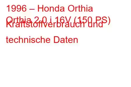 1996 – Honda Orthia
Orthia 2.0 i 16V (150 PS) Kraftstoffverbrauch und technische Daten