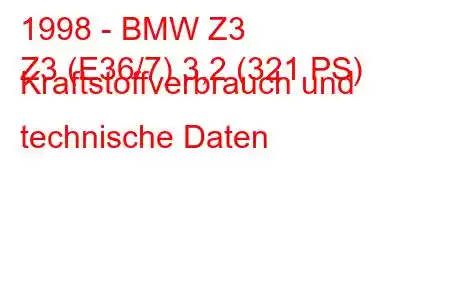 1998 - BMW Z3
Z3 (E36/7) 3,2 (321 PS) Kraftstoffverbrauch und technische Daten