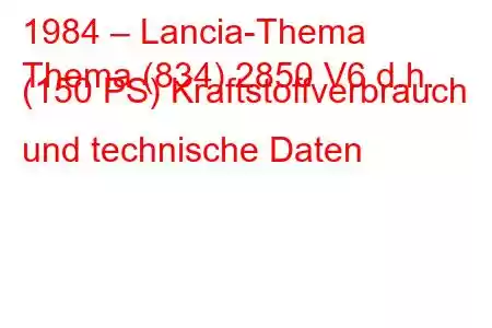 1984 – Lancia-Thema
Thema (834) 2850 V6 d.h. (150 PS) Kraftstoffverbrauch und technische Daten