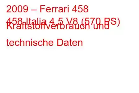 2009 – Ferrari 458
458 Italia 4,5 V8 (570 PS) Kraftstoffverbrauch und technische Daten