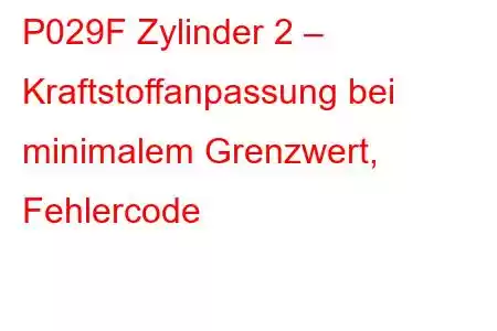 P029F Zylinder 2 – Kraftstoffanpassung bei minimalem Grenzwert, Fehlercode